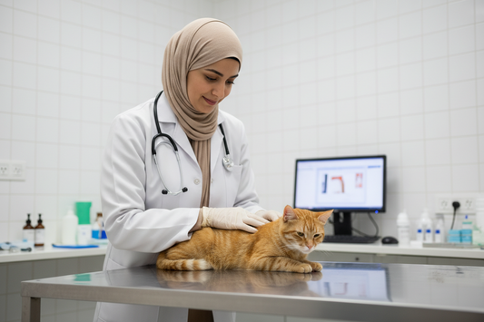 Cat receiving GS-441524 injection for FIP treatment — side effects guide by FIP Cure Plus