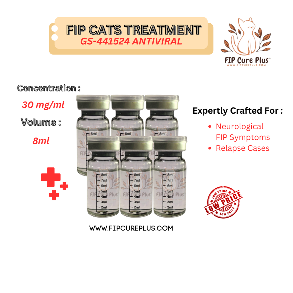 FIP Cure GS-441524 6 Vials 30mg/ml 8ml faster response - FIP Cure Plus